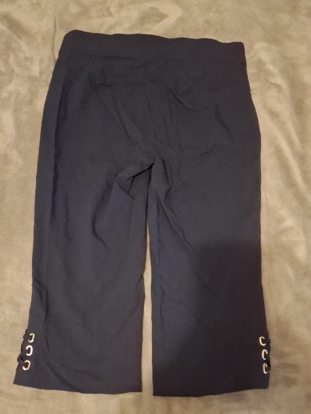 89th & Madison Navy Knit Cropped Pants with Hem Stud - Picture 2 of 3